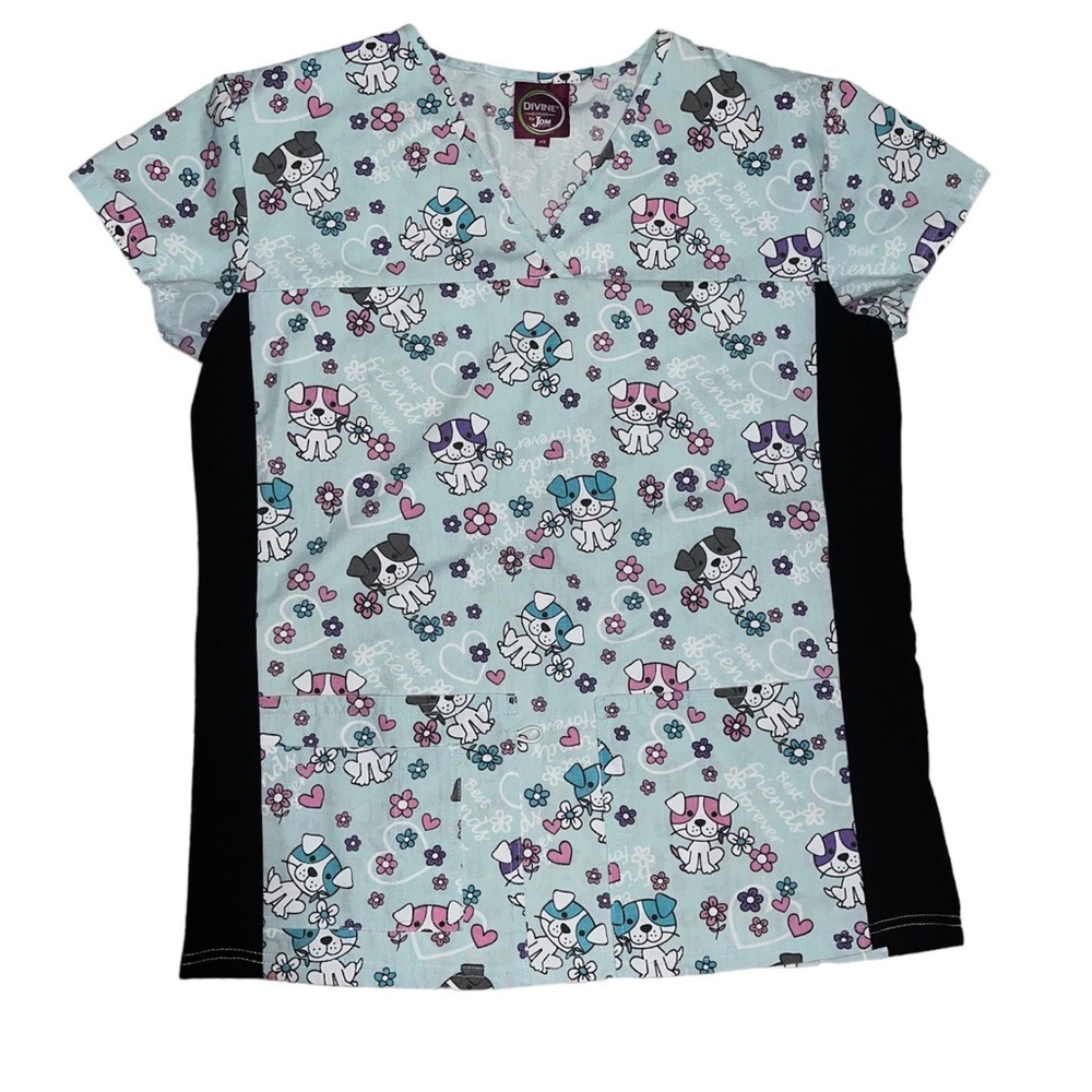 Divine Scrubs EUC Puppy Scrub Top
